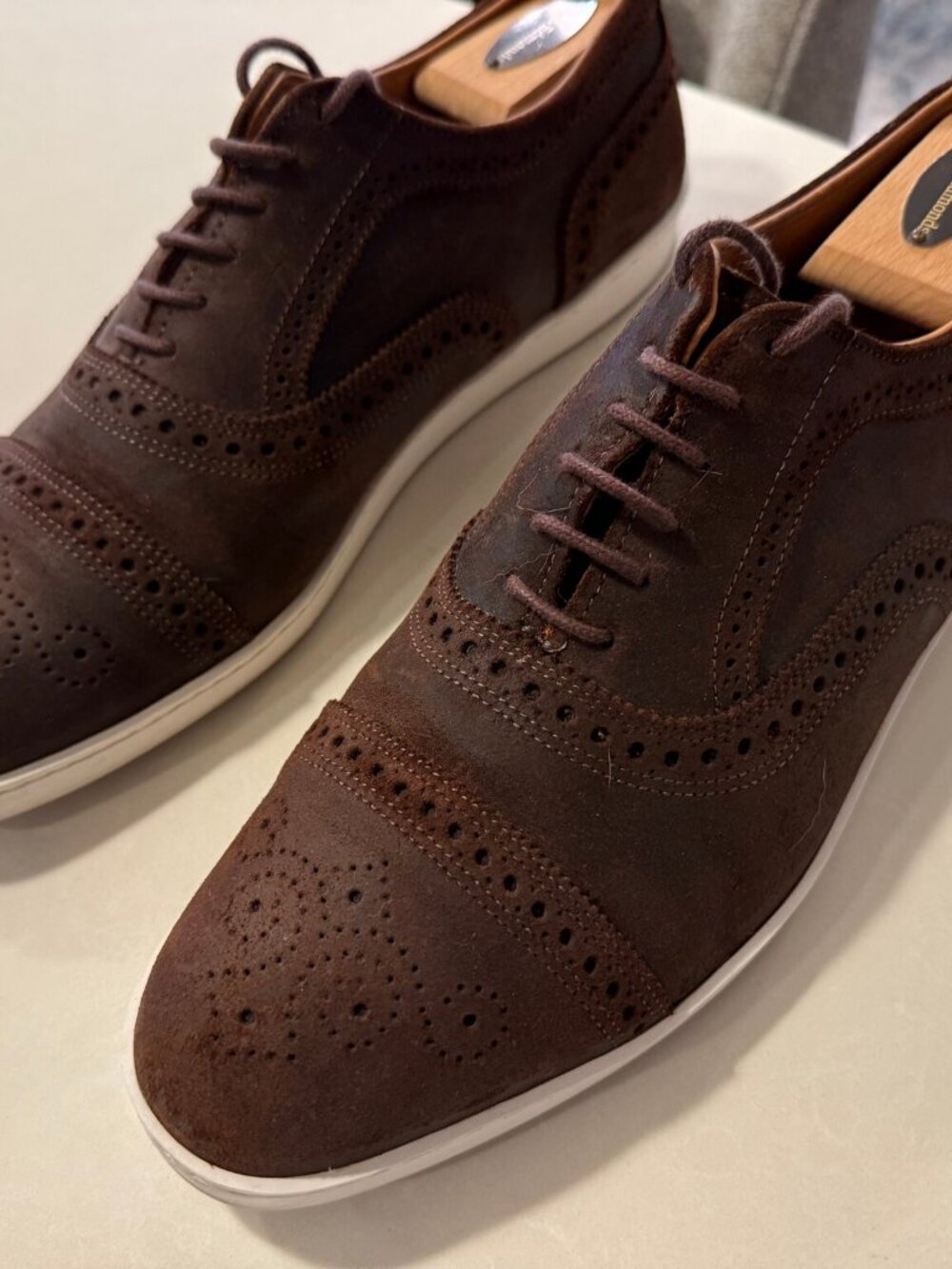 Allen Edmonds Strand Oxford Sneaker Brown Suede Brogue 10.5 D